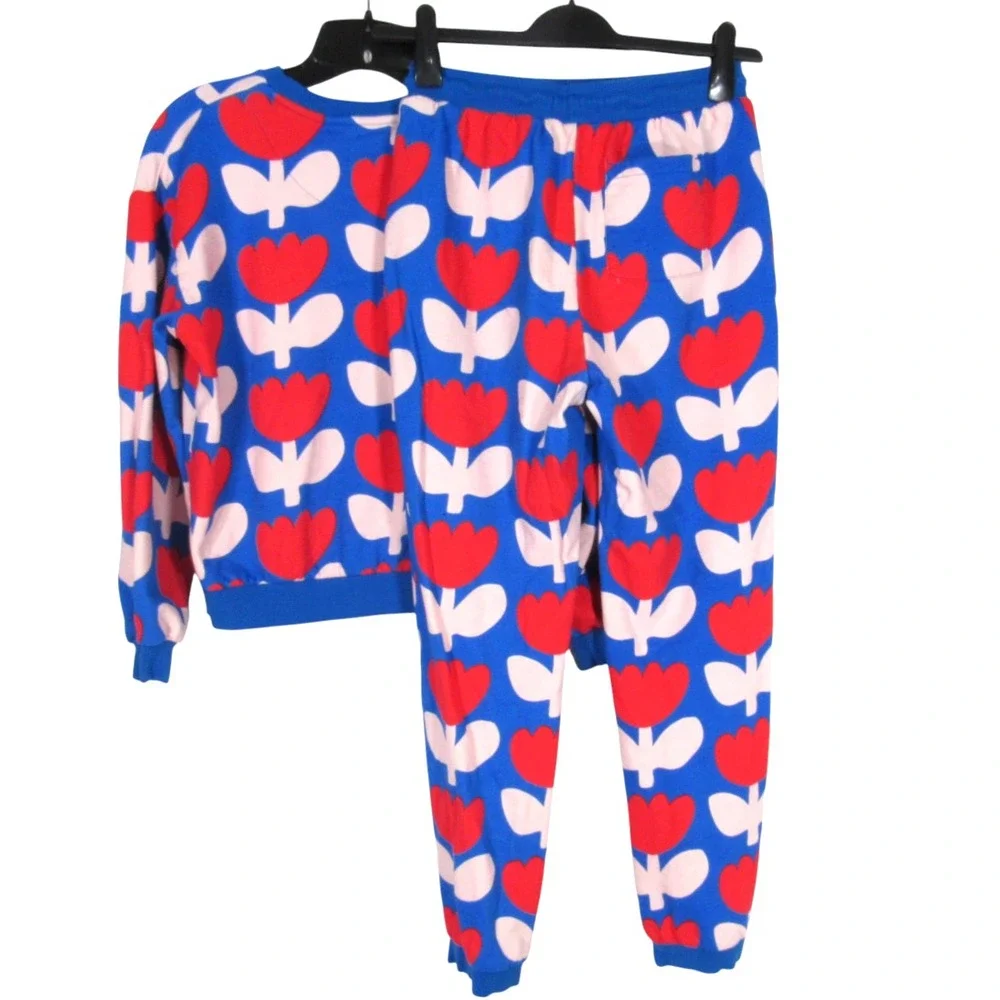 MINI BODEN Blue/Multi TULIP PRINT Pajamas Set Lounge SWEATSHIRT/JOGGERS 13-14Y